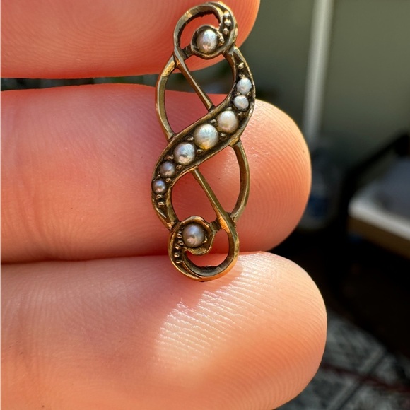 Late 1800's rare solid 14k gold genuine seed pearl pendant - Picture 13 of 14